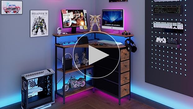 Amazon.com: VENNQD Corner Desk with Drawers Shelves for